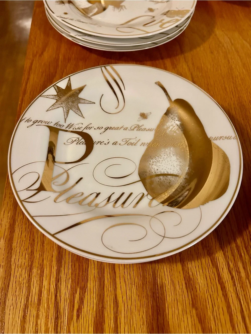Pottery Barn “Poetry Fruit” salad or desert ceramic plates 8 1/2” diameter